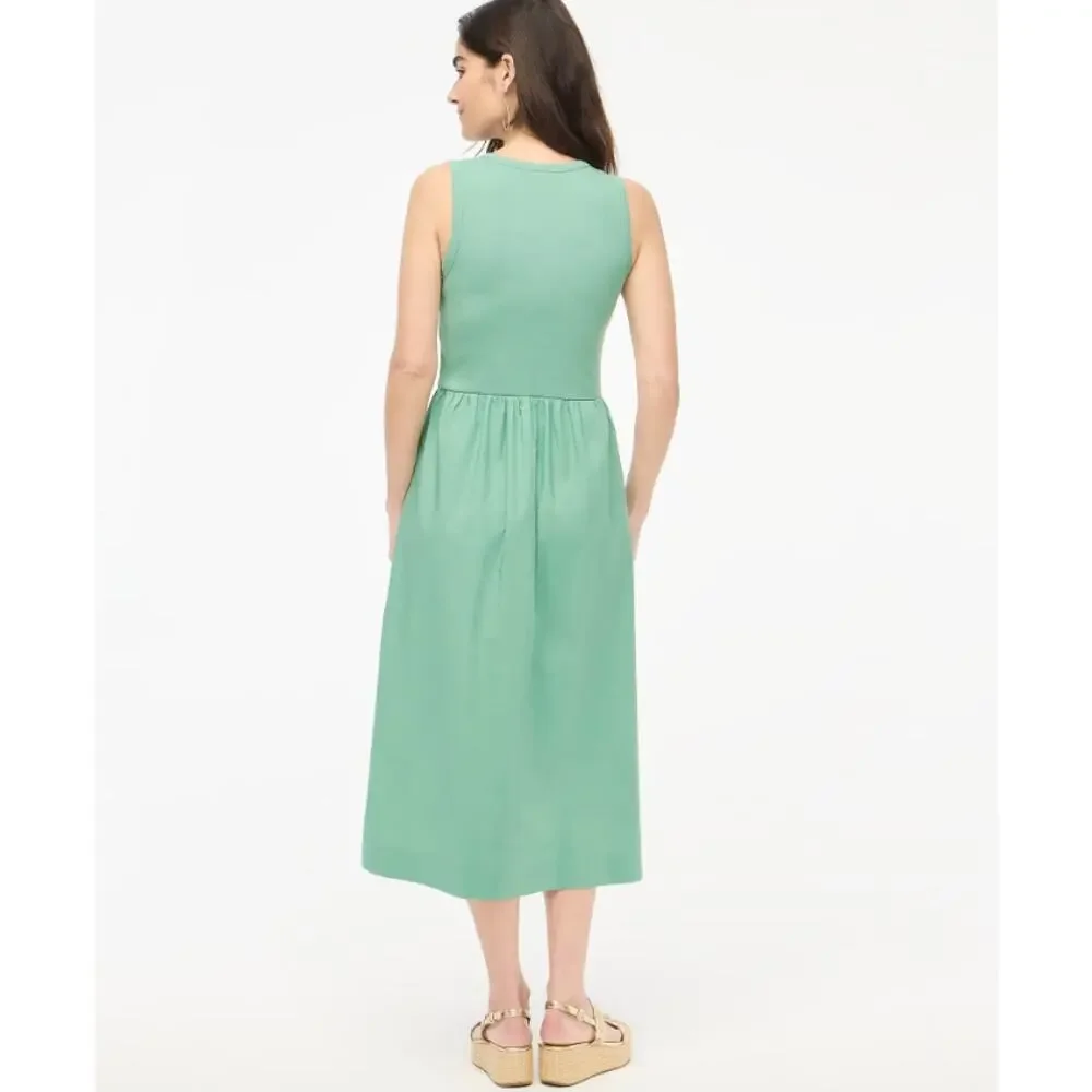 J.Crew Ribbed Knit Mixy Tank Midi Dress WMNS PS Eucalyptus Steam A-Line Pullover